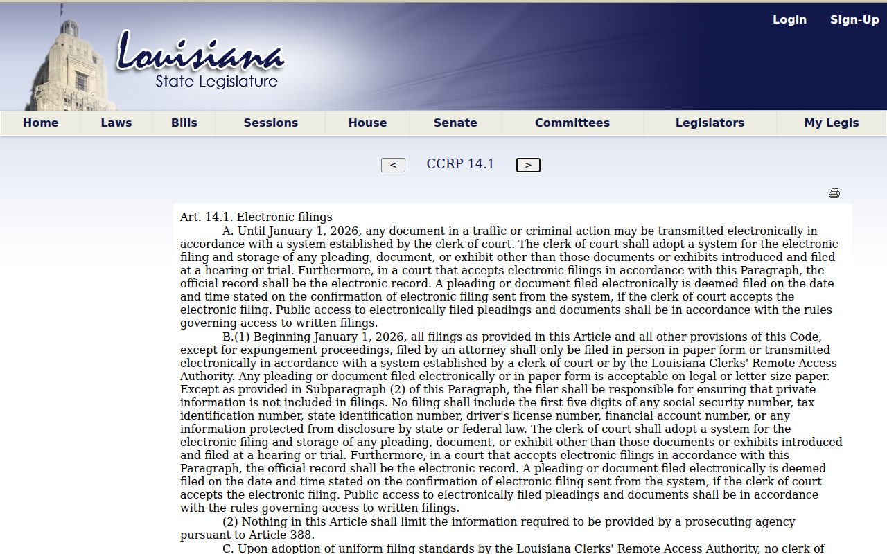 Red River Parish civil docket electronic filing privacy law