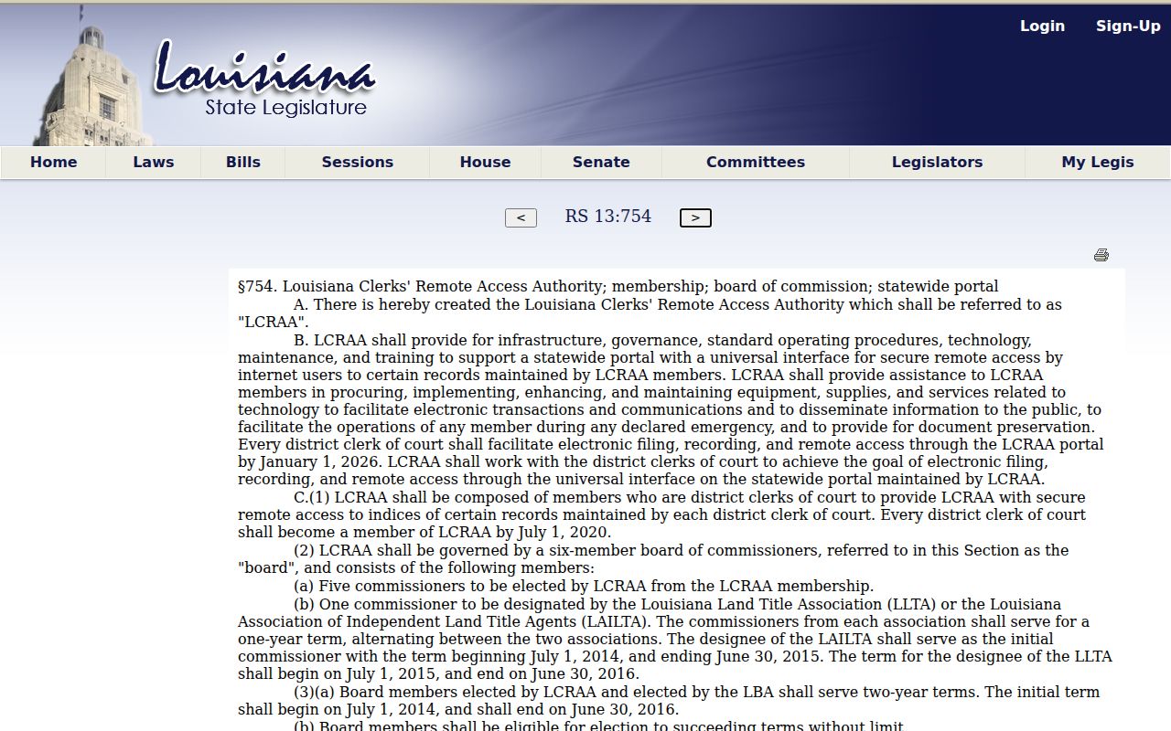 Red River Parish court schedule Louisiana remote access authority law