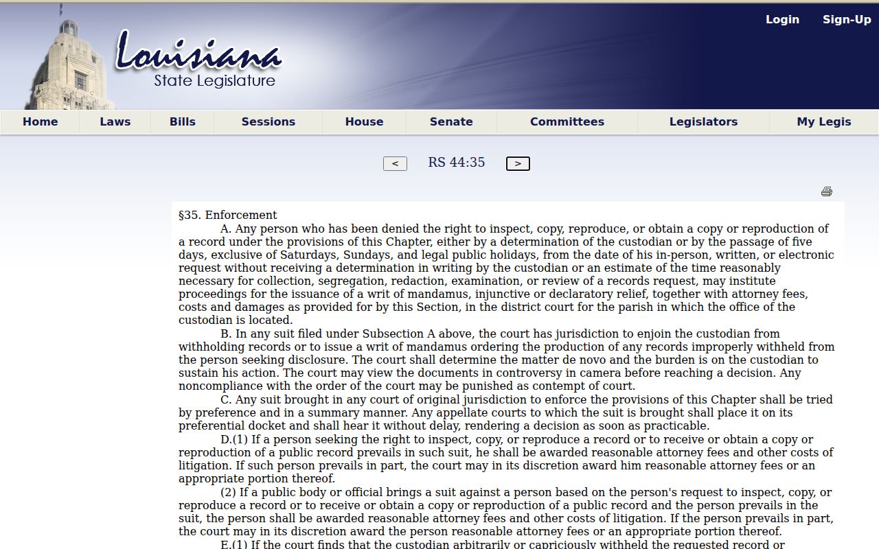 Hall Summit court records Louisiana public records request source