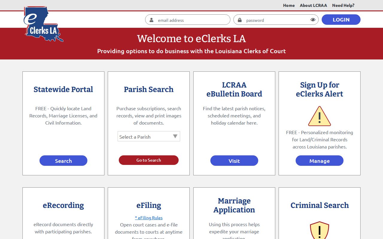 Red River Parish court docket eClerks LA statewide portal source