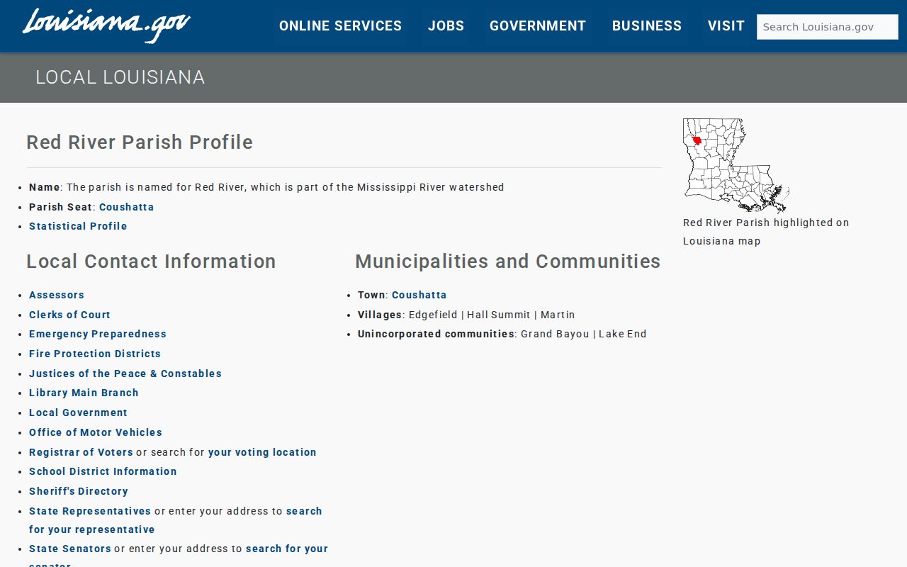 Red River Parish court docket area map and parish profile